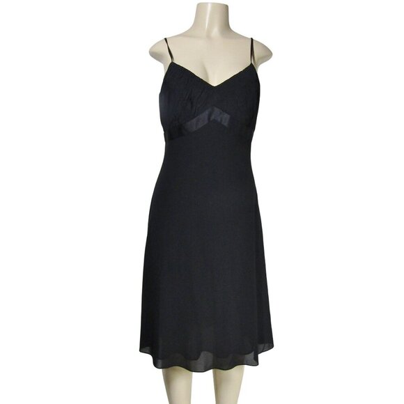 VTG  Y2K SLIP DRESS BABY DOLL 100% Silk Black Whimsigoth Fairy LBD Loft Dress 8 - Picture 1 of 11